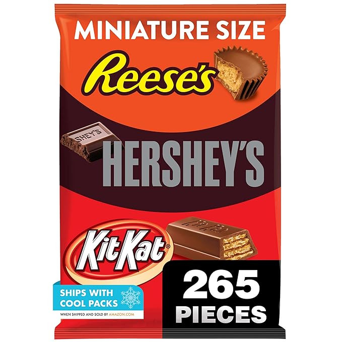 HERSHEY'S, KIT KAT and REESE'S Assorted Milk Chocolate Candy Variety Bag, 80.39 oz (265 Pieces) | Amazon (US)