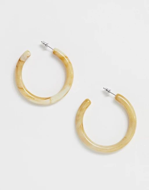 ASOS DESIGN hoop earrings in tonal marbled resin | ASOS US