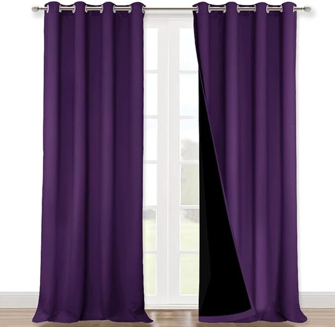 NICETOWN Truly Blackout Drapes for Living Room, Heavy-Duty Full Light Shading Curtain Set with Bl... | Amazon (US)