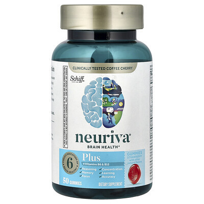Schiff, Neuriva® Brain Health Gummies, Plus Vitamins B6 & B12, Strawberry, 50 Gummies | iHerb