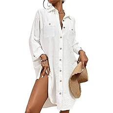 Bsubseach Womens Modern Swimsuit Cover Up Blouse Button Down Shirt Dresses Tops | Amazon (US)