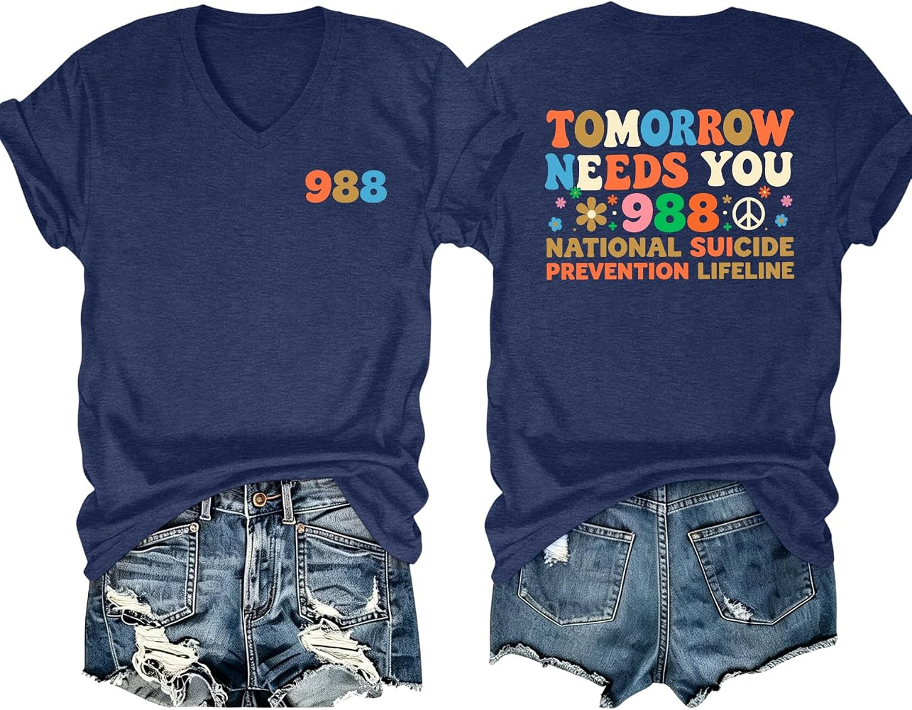 QAUN Women Suicide Prevention Awareness Shirt 988 Mental Health Support Tee | Amazon (US)