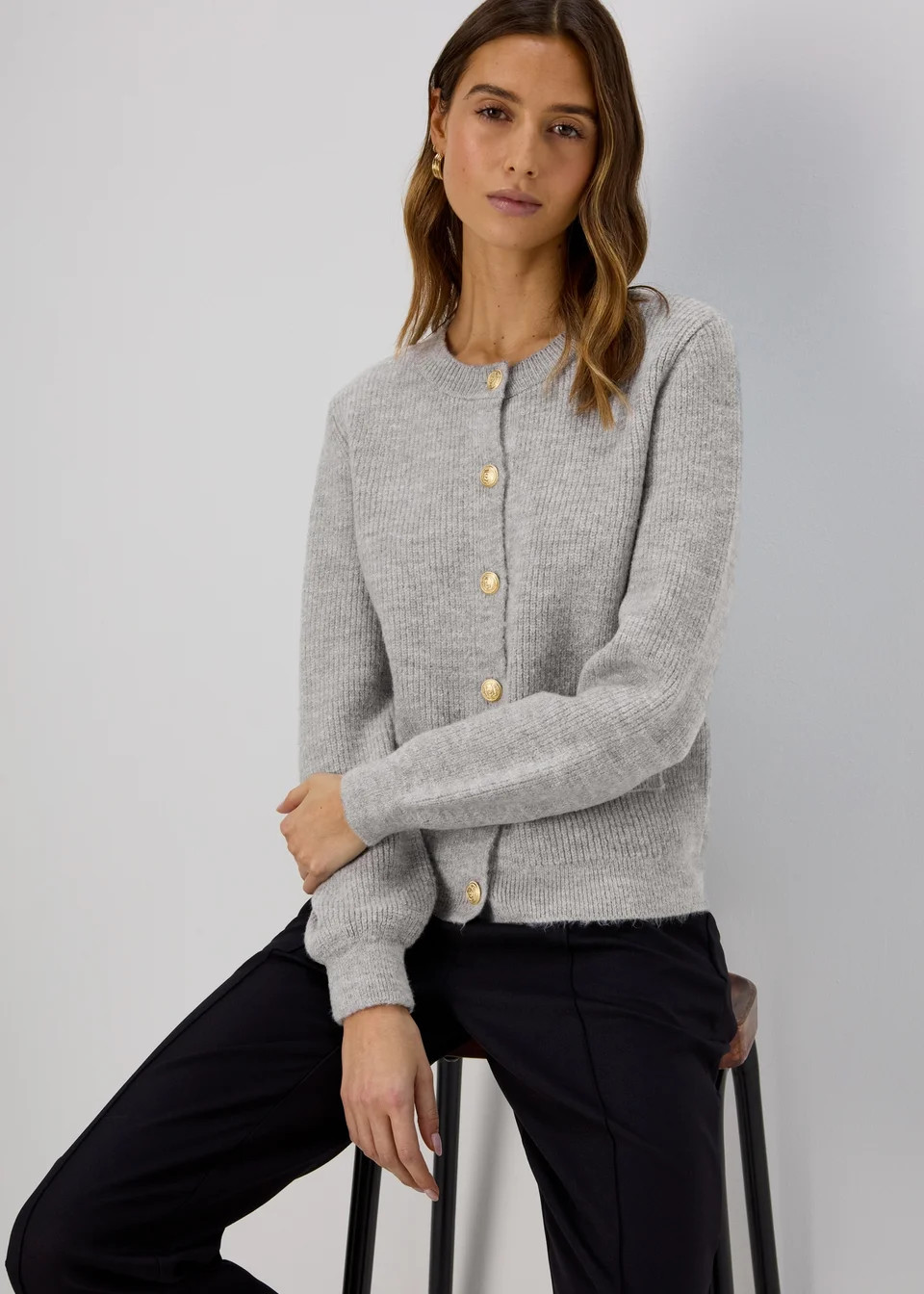 Et Vous Grey Button Up Cardigan - Size 8 | Matalan (UK)