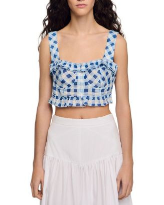 Josie Gingham Linen Blend Crop Top | Bloomingdale's (AU)