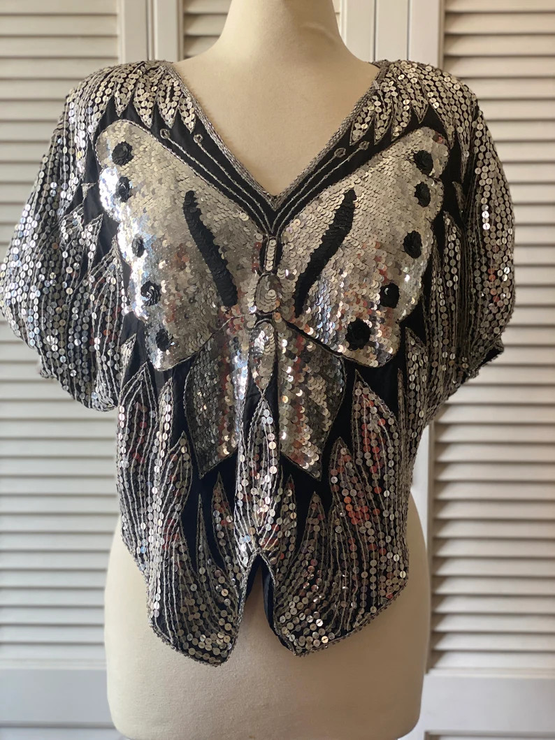 Sequence Butterfly Top - Medium 80's Glam | Etsy (US)