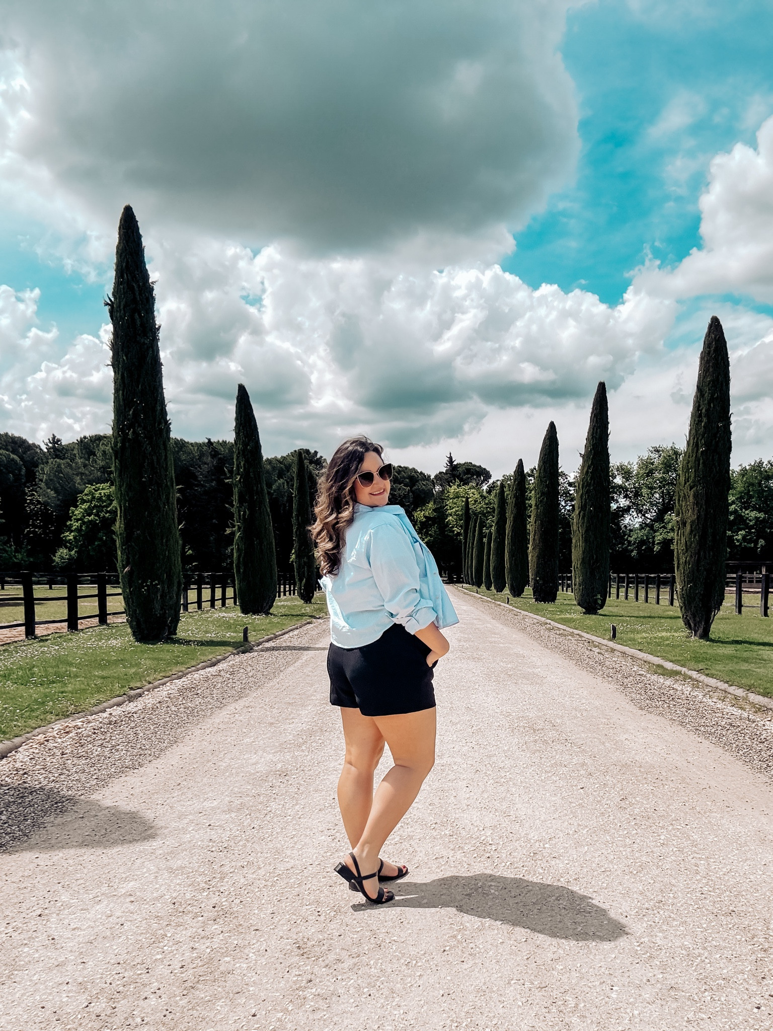 Feeling preppy and cute in my travel outfit!

Love these trouser shorts that are so flattering for curves! Paired with  cropped button up, a white tshirt and come comfy black sandals!

Midsize
Curvy
Black shorts
Blue button up
White tshirt
Target outfit
Casual outfit
Preppy outfit


#LTKtravel #LTKmidsize #LTKsummer