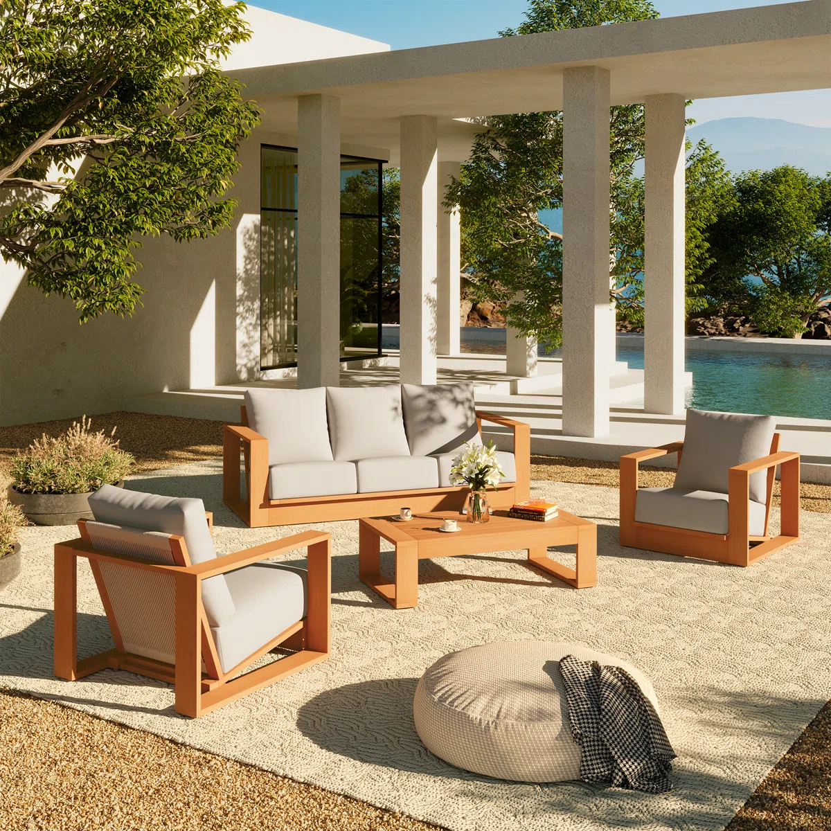Outdoor 4-piece  Seating Group With Table | Wayfair North America