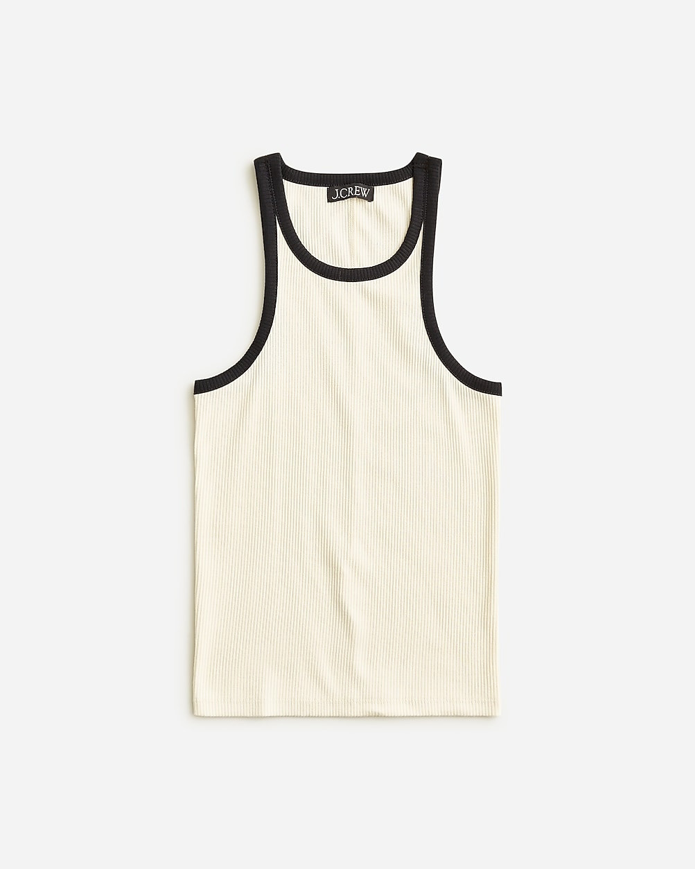 Vintage rib high-neck cutaway tank top with contrast trim | J. Crew US