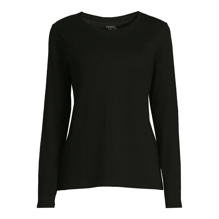 Time and Tru Women's Core Tee with Long Sleeves, Sizes S-3XL | Walmart (US)