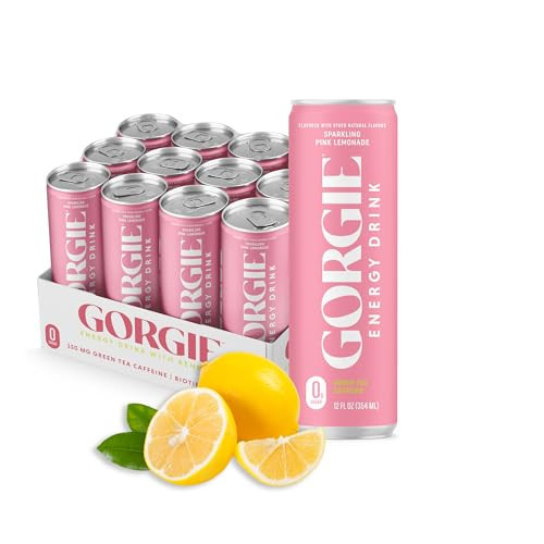 GORGIE Sugar-Free Natural Energy Drinks, Pink Lemonade (12 Pack) - Healthy Energy Drink - Natural Coffee Replacement with Green Tea Caffeine and Biotin, 150mg Caffeine, Vegan, Low Calorie | Amazon (US)