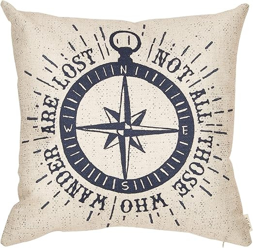 Fjfz Not All Those Who Wander Are Lost Inspirational Travel Quote Decoration with Nautical Compas... | Amazon (US)