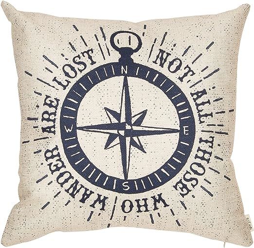 Fjfz Not All Those Who Wander Are Lost Inspirational Travel Quote Decoration with Nautical Compas... | Amazon (US)