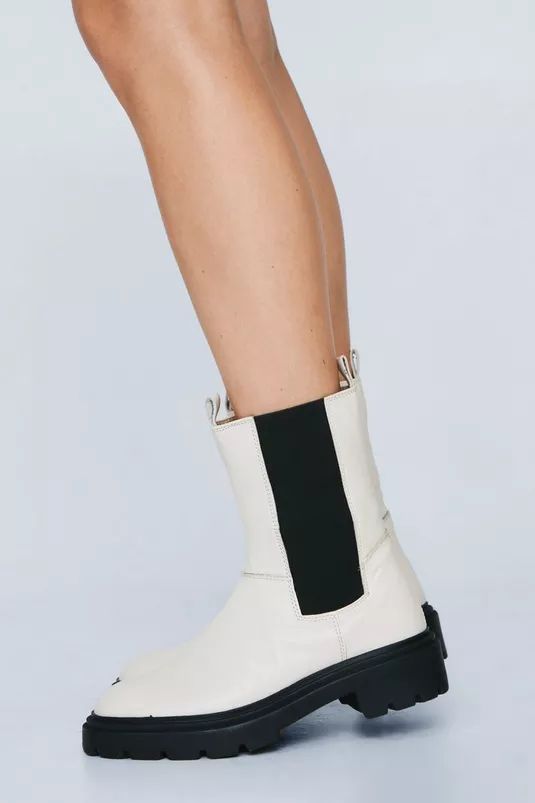 Real Leather Chunky Contrasting Chelsea Boots | Nasty Gal (US)
