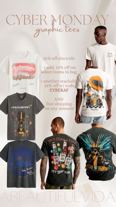 Men’s graphic tees! Such great quality! 
Use code CYBERAF for an extra 15% off


Cyber Monday, gift guide for him, formula 1, f1, nfl, miller lite, corona, Budweiser, beer

#LTKCyberWeek #LTKmens #LTKGiftGuide