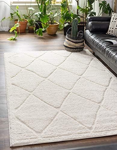 Rugs.com Lattice Shag Collection Rug – 8'x10' Ivory Shag Rug Perfect for Living Rooms,Large Dining R | Amazon (US)