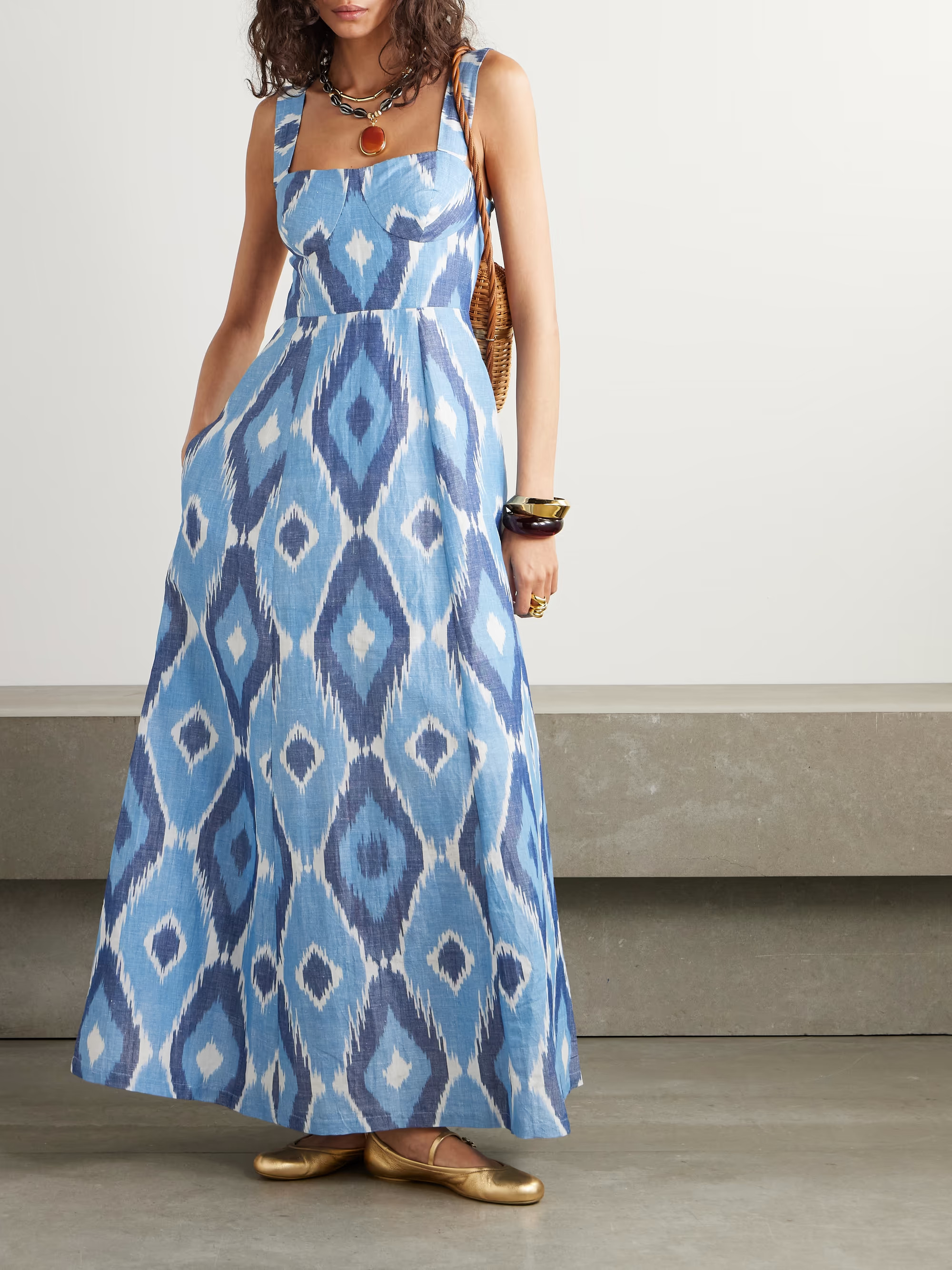 Azzurra open-back printed hemp and cotton-blend maxi dress | NET-A-PORTER (US)