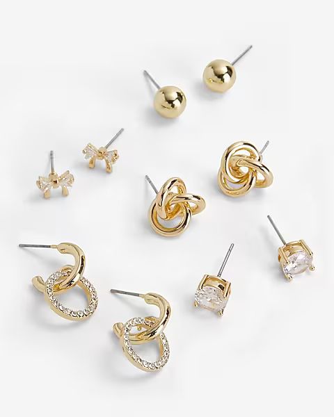 Set Of 5 Mixed Rhinestone Stud Earrings | Express