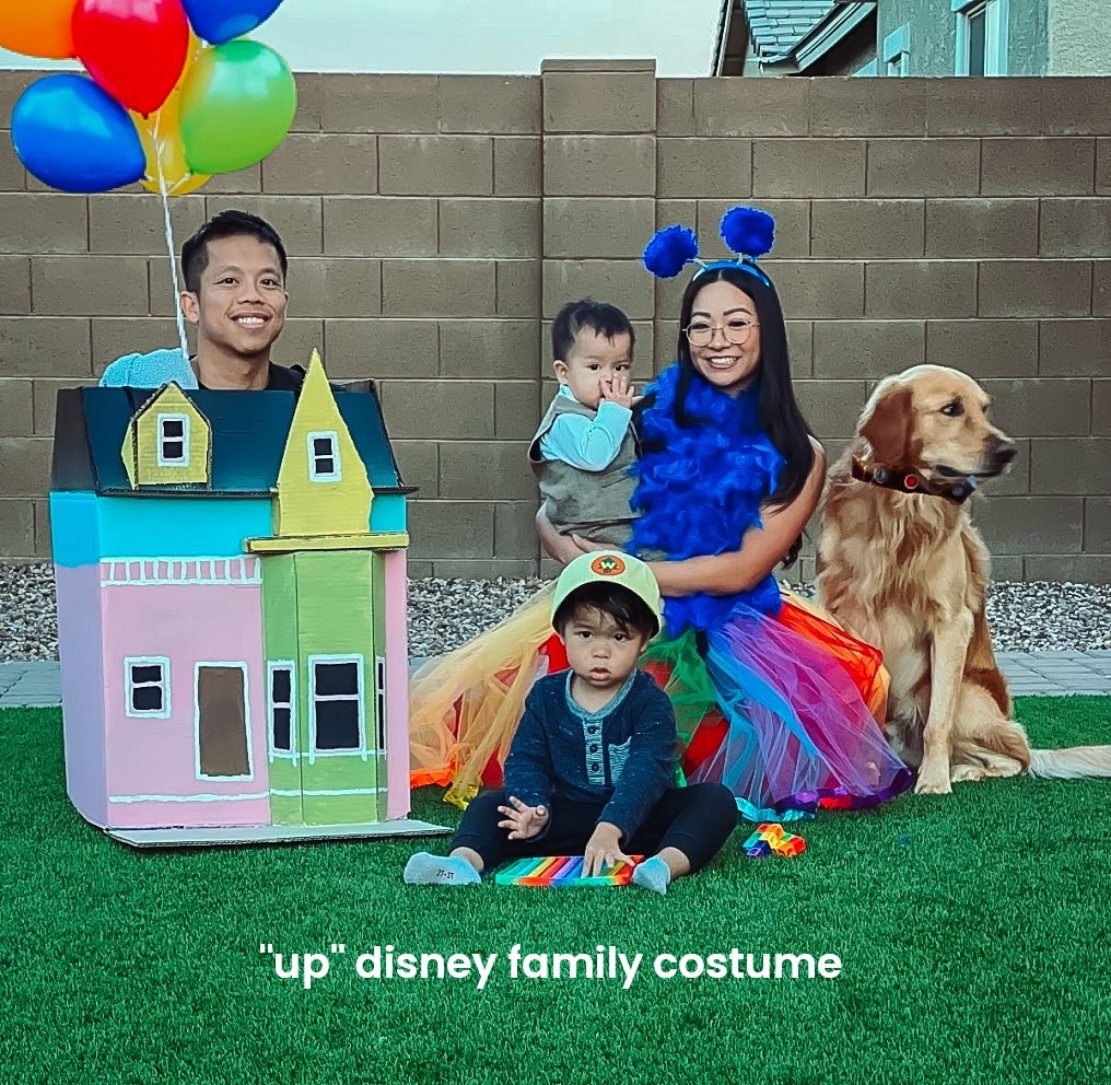 This was one of our most magical family costumes yet. We dressed up as characters from Up, my husband was Carl (complete with glasses and a walker), one of the boys was Russell the Wilderness Explorer, and another was the floating house with balloons. I got to be Kevin the big colorful bird, and our dog was Dug, the talking golden retriever. It was such a fun mix of DIY and easy costume pieces (linking everything I can!). The kids totally got into character and the photos from this year are still some of my favorites. Highly recommend this theme if you're looking for something sweet, colorful, and full of personality 🎈🏠💛

#LTKFamily #LTKSeasonal #LTKBaby