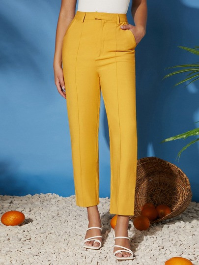 SHEIN High Waist Slant Pocket Tapered Pants | SHEIN