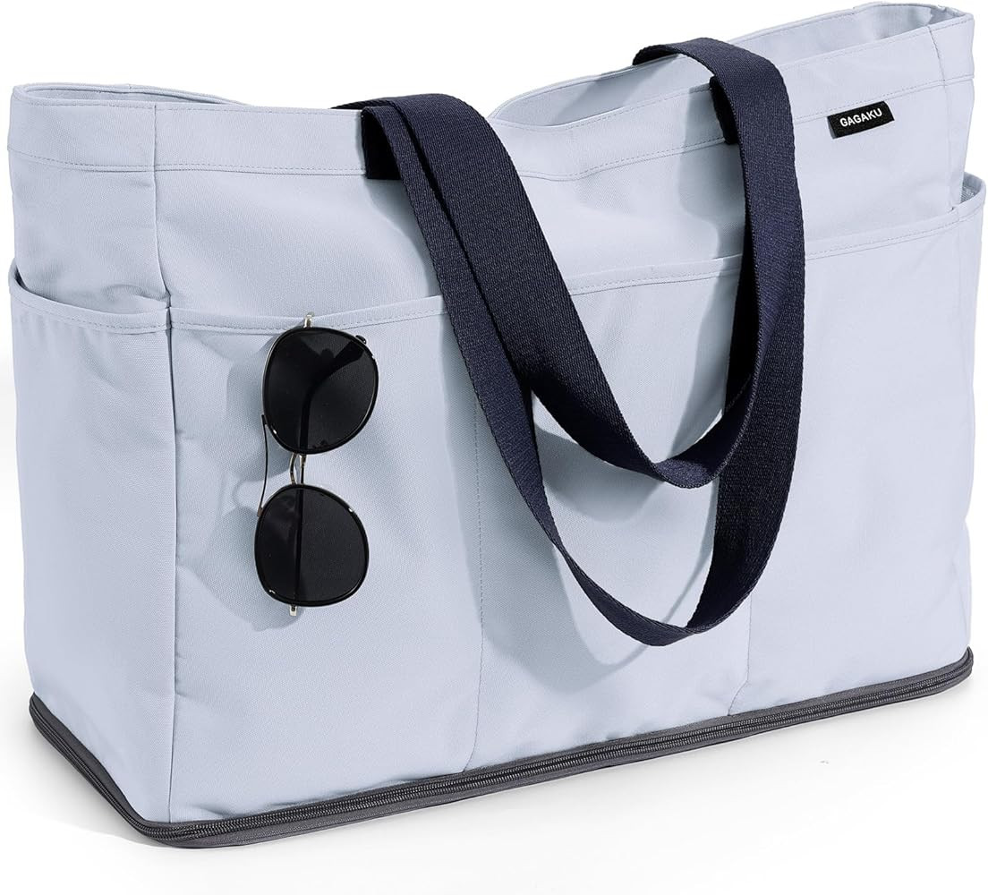 GAGAKU XL Beach Bag with Zipper & Cooler Compartment, Sand-Proof Foldable Large Tote Bag for Crui... | Amazon (US)