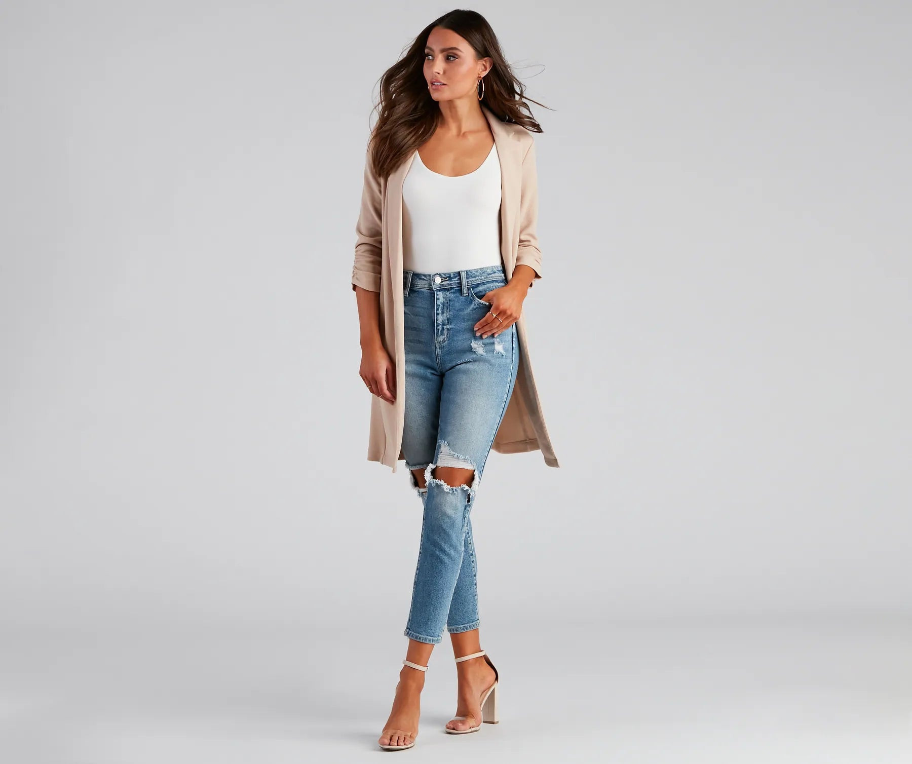 High-Rise Distressed Mom Skinny Jeans | Windsor Stores