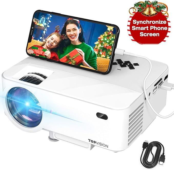Mini Projector, TOPVISION Projector with Synchronize Smart Phone Screen,1080P Supported, 176" Dis... | Amazon (US)