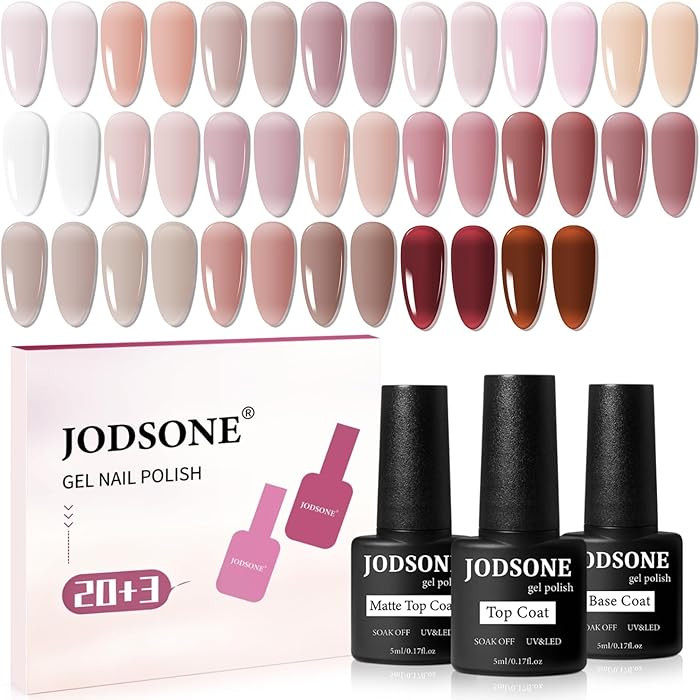 JODSONE 23PCS Gel Nail Polish Set 20 translucent Jelly Color Natural and Elegant Long Lasting Sui... | Amazon (US)