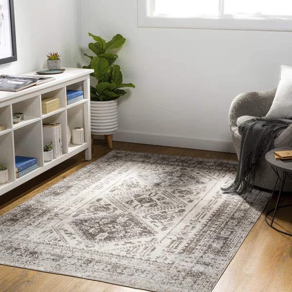 Dickison Machine Washable Oriental Dark Brown/Gray Area Rug | Wayfair North America