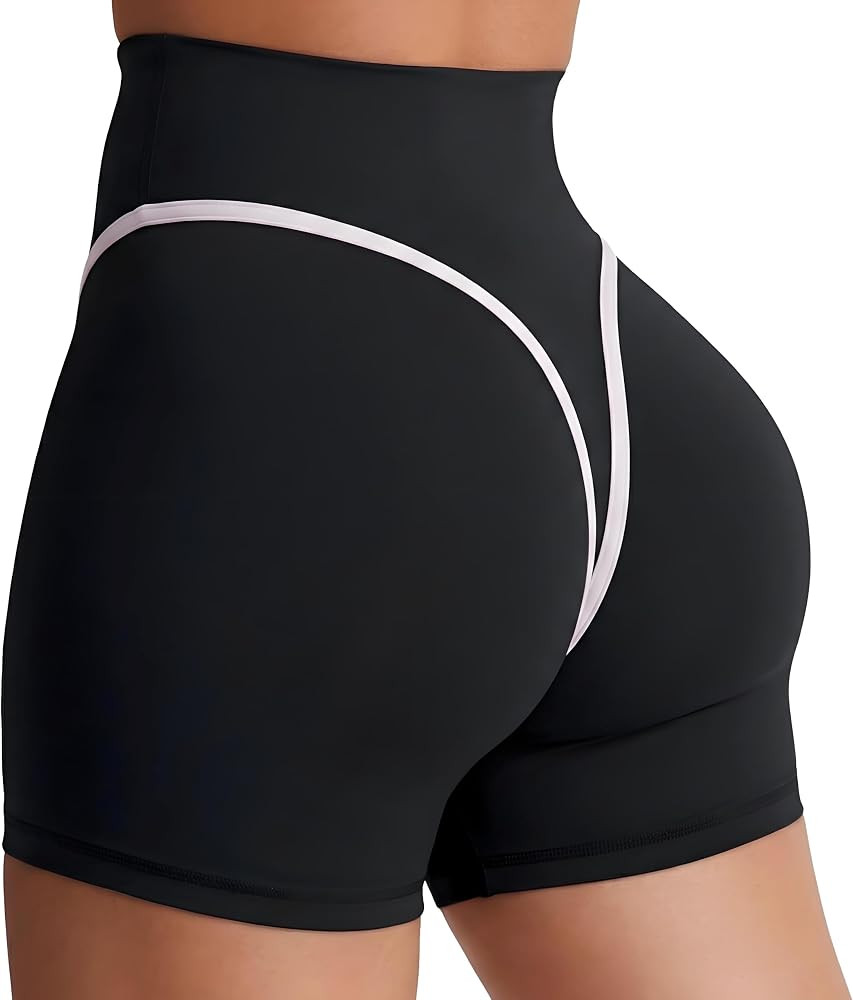 Sunzel No Front Seam Biker Shorts Women - Contrast Contour High Waisted Tummy Control Squat Proof... | Amazon (US)
