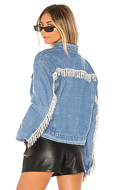 superdown Raya Rhinestone Fringe Jacket in Light Blue Wash from Revolve.com | Revolve Clothing (Global)