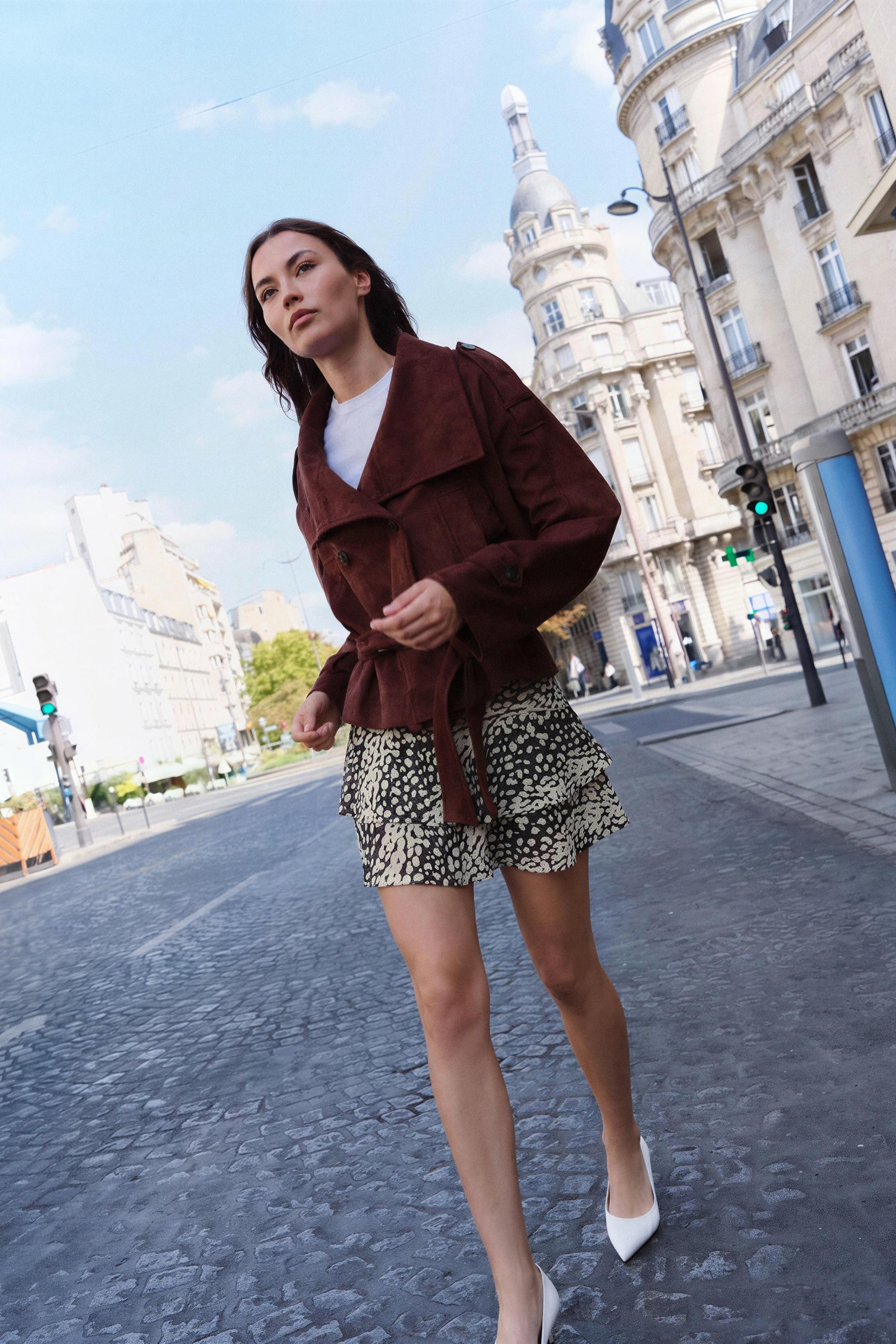 ANIMAL PRINT RUFFLED SKORT | Zara US