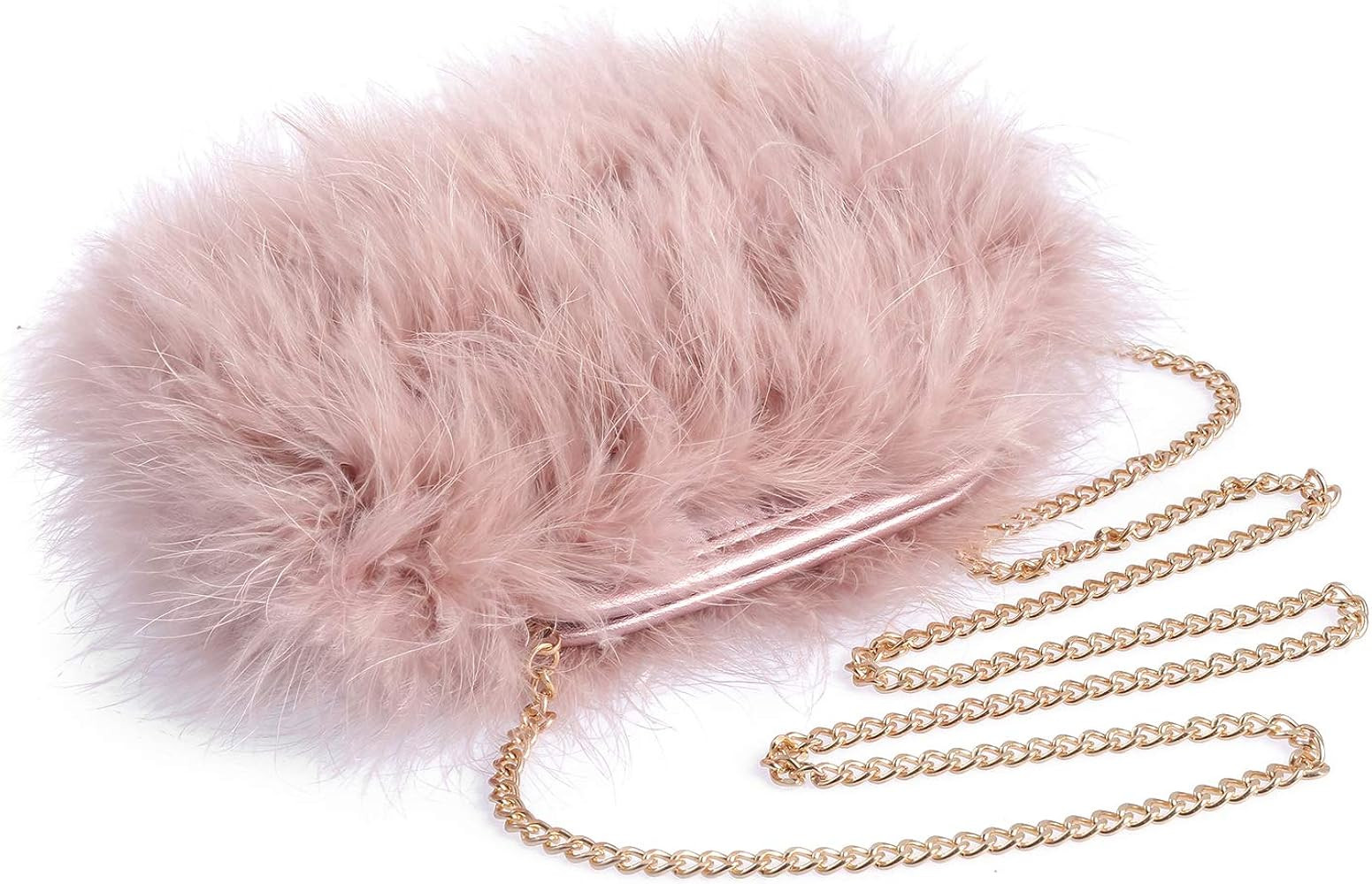 Women Marabou Feather Clutch Bag Evening Handbag with Detachable Chain Strap Wedding Cocktail Party  | Amazon (US)