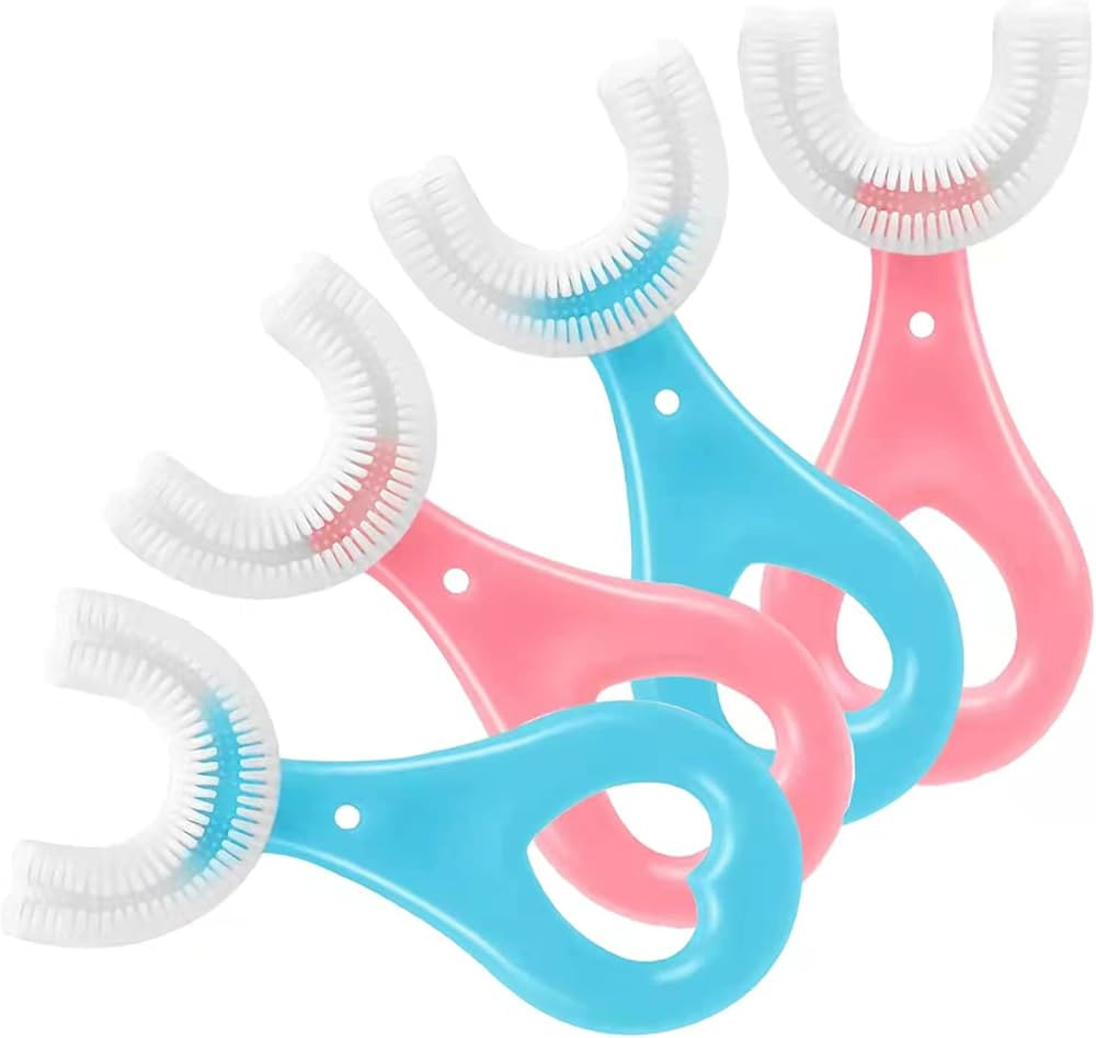4 Pack U Shaped Toothbrush Kids, Soft Silicone Brush Head Whole Mouth with Handle 360 ° Oral Tee... | Amazon (US)