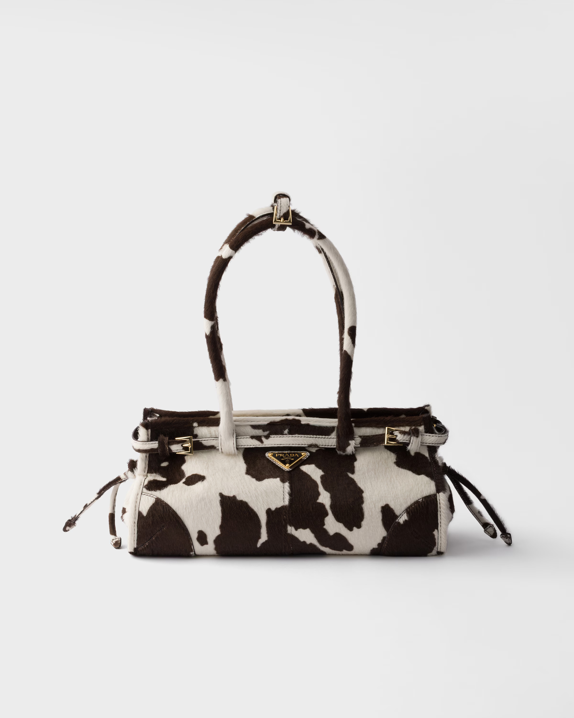 White/dark Brown Prada Bonnie Medium Printed Leather Handbag | PRADA | Prada UK
