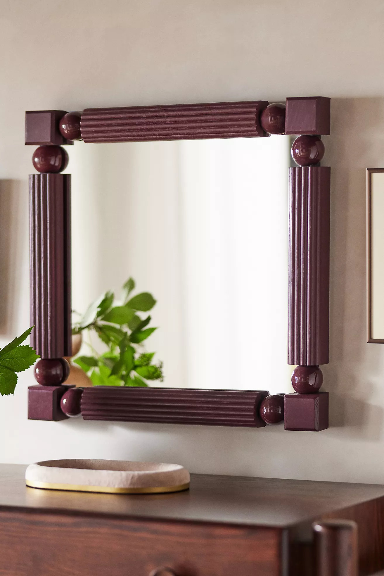 Benedicta Wood Bead Petite Square Gallery Wall Mirror | Anthropologie (US)