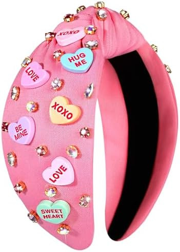 NVENF Valentine’s Day Headband for Women Love Heart Headband Jeweled Crystal Rhinestone Knotted... | Amazon (US)