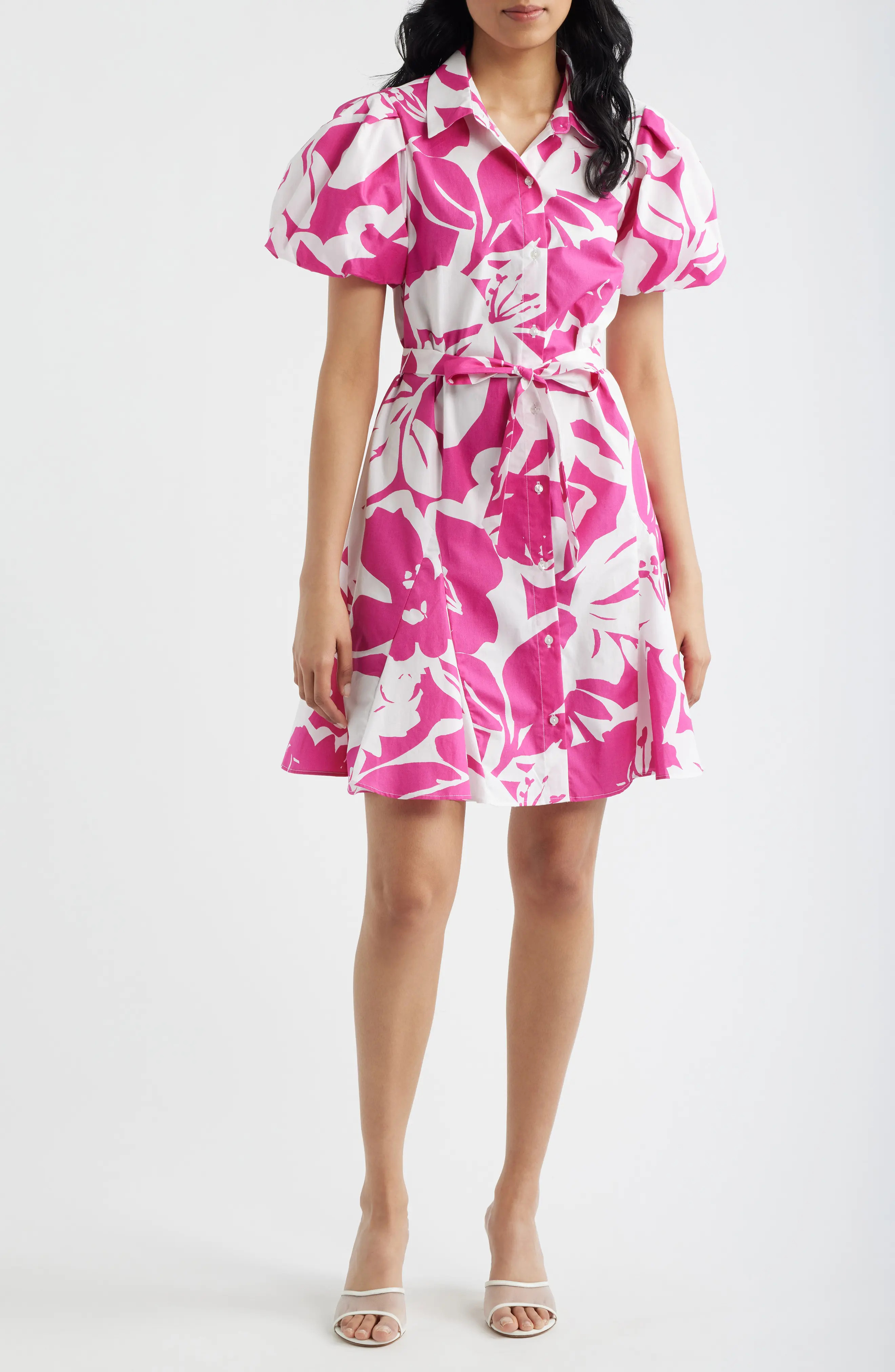 CeCe Floral Short Sleeve Cotton Mini Shirtdress (Women) | Nordstrom | Nordstrom