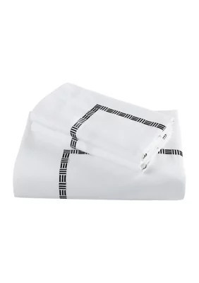 Hotel Grand TENCELâ¢ Lyocell and Cotton Blend White Full/Queen Duvet Cover Set with Taupe Embroidery, King | Belk