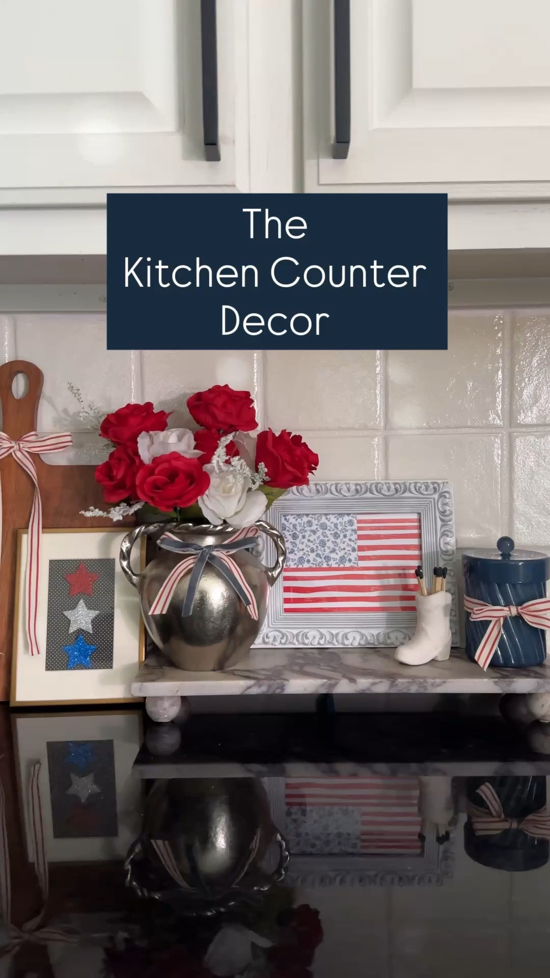 Kitchen counter decor 🇺🇸🇺🇸
Gave my kitchen counter corner a little change up! A little red, white, and blue America/USA decor in the kitchen never hurt anybody! 🤭♥️🤍💙🇺🇸🇺🇸


#kitchencountertops #kitchendecor #whitekitchens #homedecorideas #decorinspo 

#LTKHome #LTKSeasonal #LTKSaleAlert