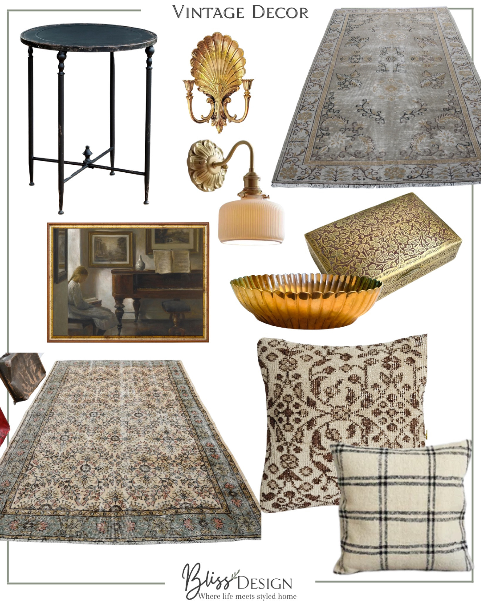 Vintage Finds- antiques and vintage items

Rugs, pillows, table, sconce, candle holder, brass bo, box

#LTKFind #LTKhome #LTKstyletip