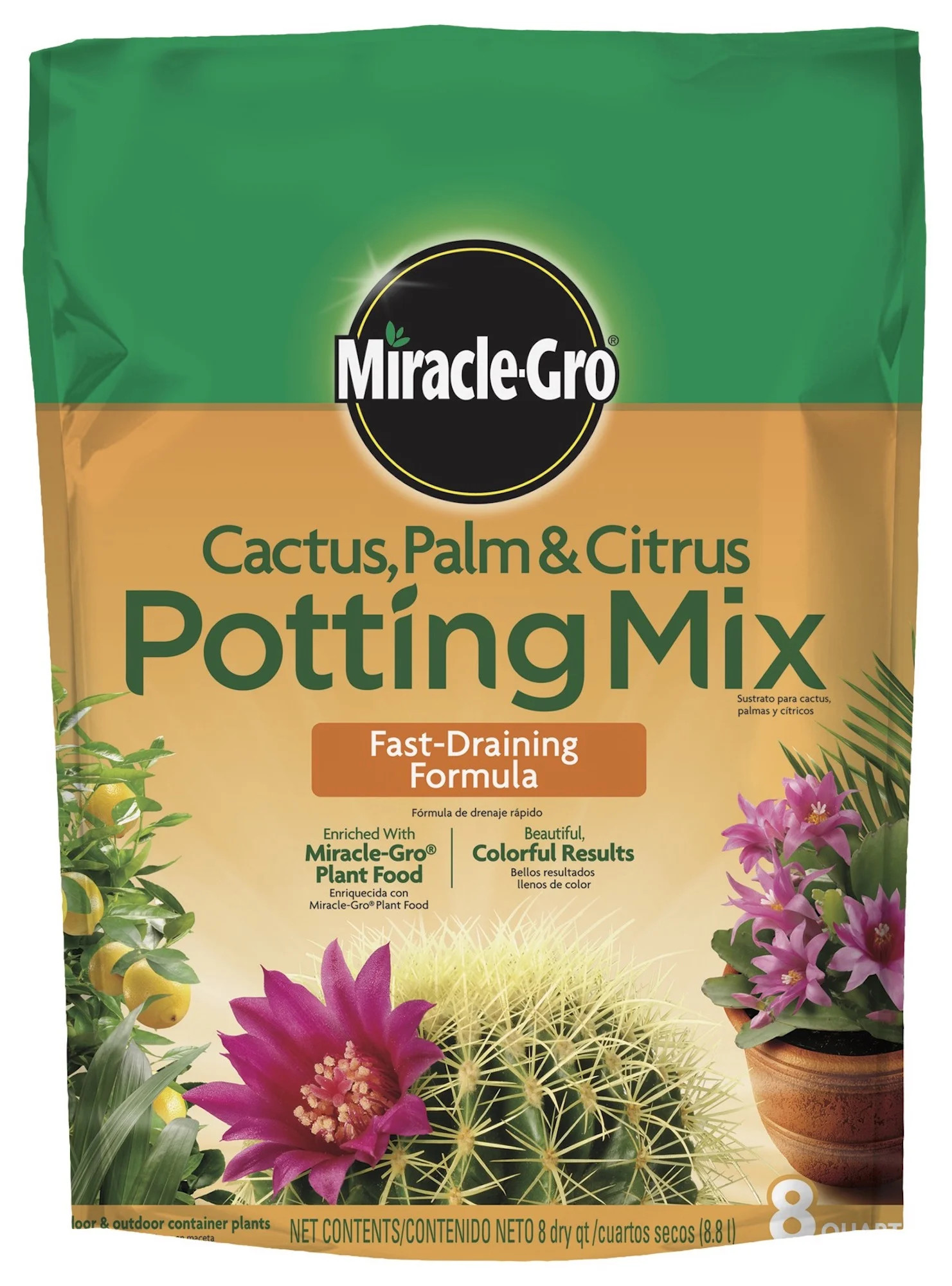 Miracle-Gro Cactus, Palm and Citrus Potting Mix, For Container Plants, 8 qt. - Walmart.com | Walmart (US)