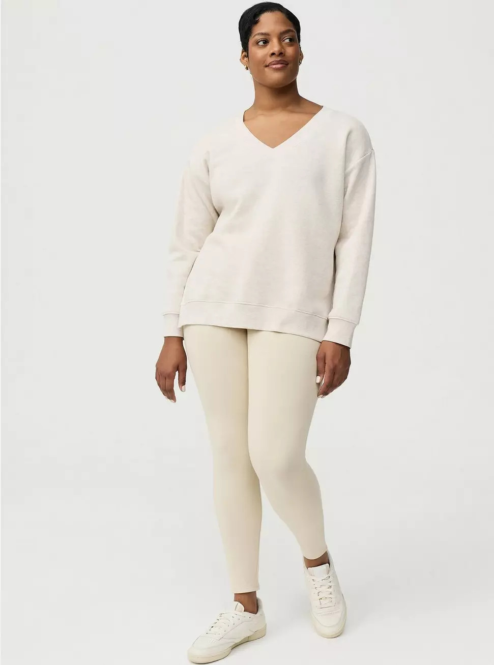 Cozy Fleece V-Neck Step Hem Sweatshirt | Torrid (US & Canada)