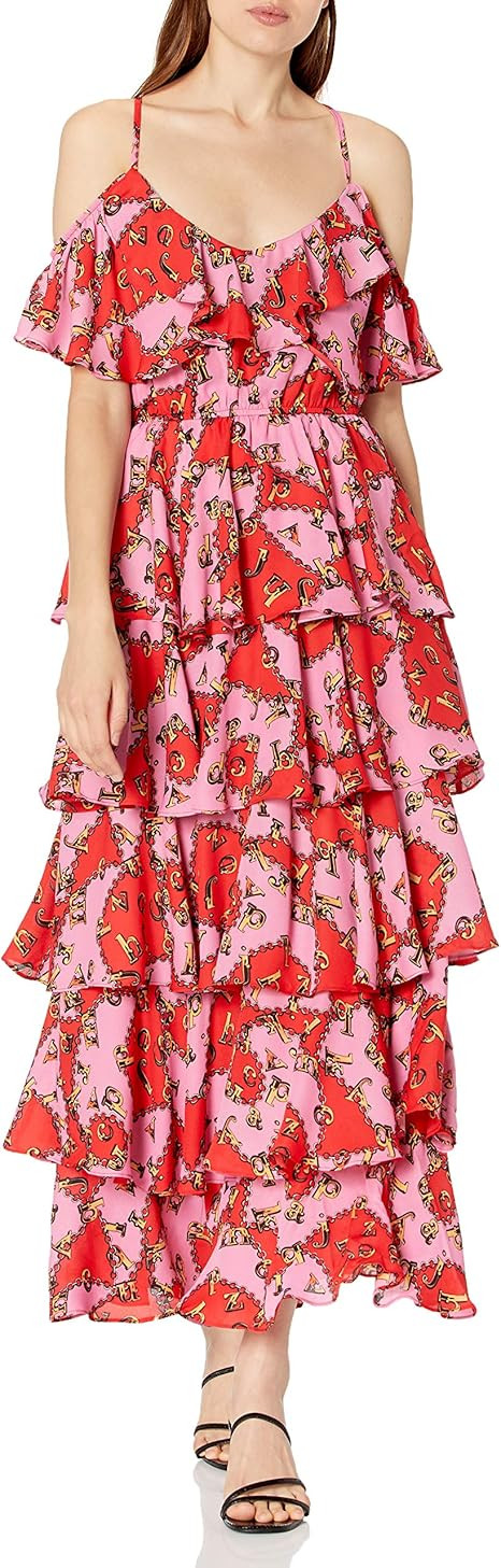 KENDALL + KYLIE Women's Tiered Ruffle V Neck Dress | Amazon (US)