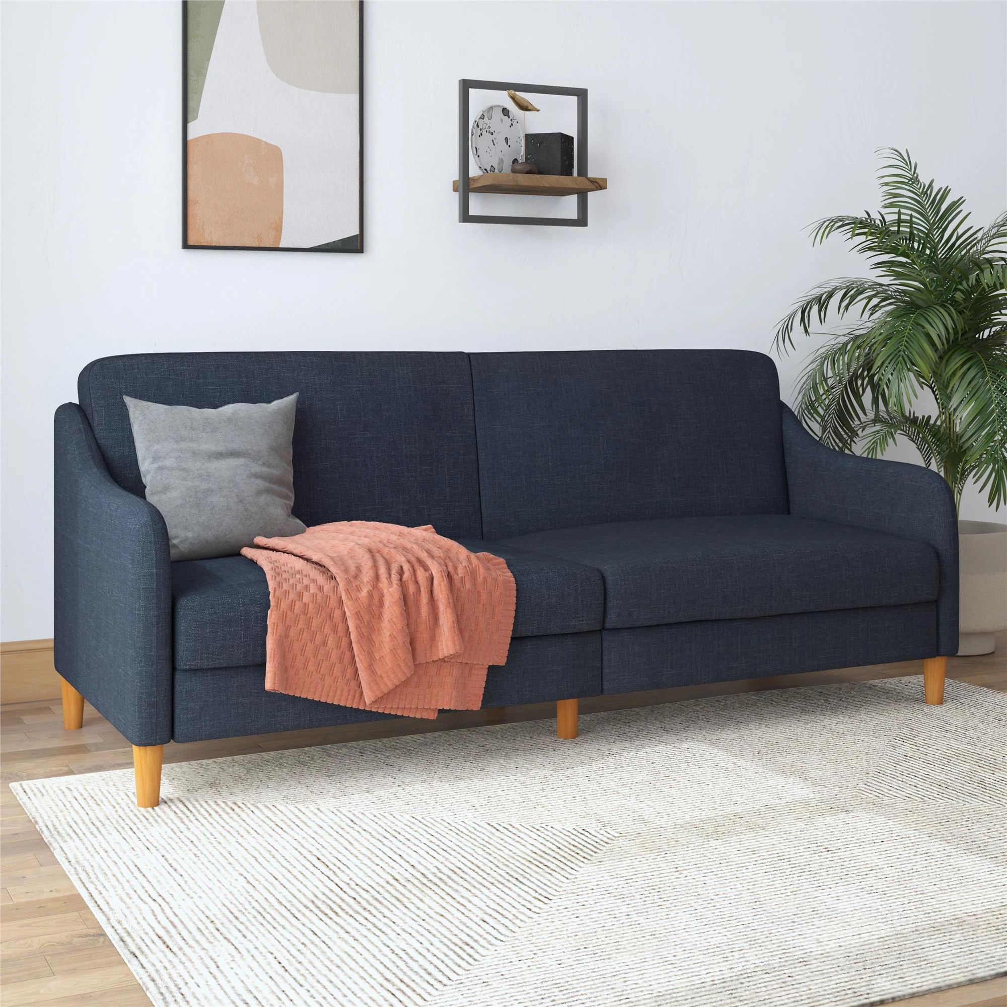 DHP Jasper Coil Futon, Navy Linen | Walmart (US)