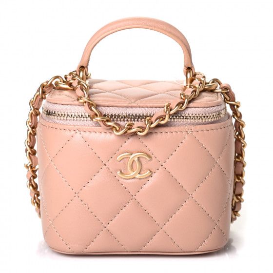 CHANEL

Lambskin Quilted Top Handle Mini Vanity Case With Chain Beige | Fashionphile
