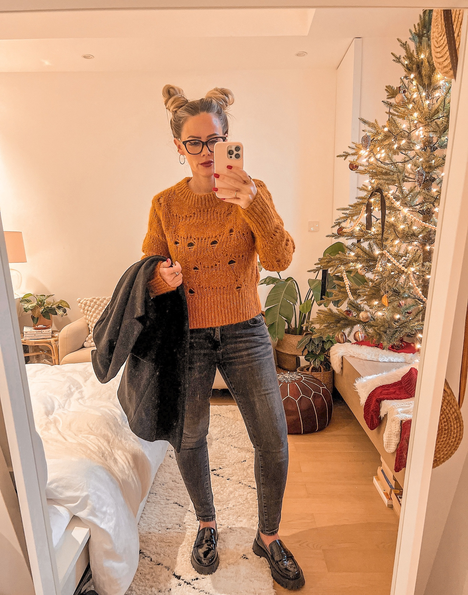 Happy December ❄️ 🎄 🍪 The temperature has dropped and I’m so here for it. Feels quite delicious to wear jeans and chunky sweaters. I’ve also ditched my sandals and flip flops for some platform loafers. Happy Holidays Lovelies. 

#LTKSeasonal #LTKunder100 #LTKunder50