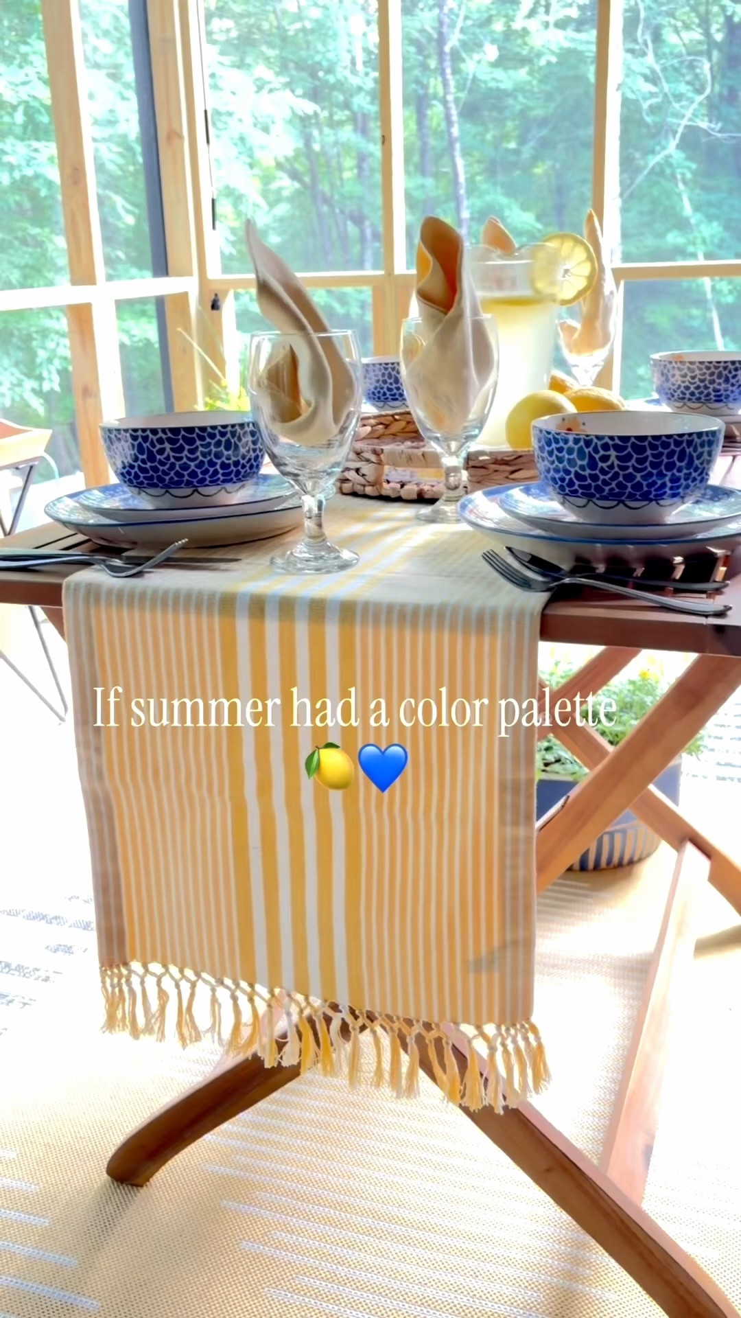 Blue and yellow, fresh lemonade, and a screened porch ready for summer gatherings. 🍋💙

I’m sharing all the pieces from this outdoor dining setup, including the dinnerware, lanterns, planter, rug, seating, and table styling details.

Shop everything through the links below and save this look for your own summer
#LTKHome #OutdoorDining #PorchDecor #SummerDecor #CottageStyle

#LTKHome #LTKdayinmylife #LTKSaleAlert