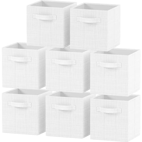 Royexe Fabric Storage Cubes for Cube Organizer - 8 Pack Heavy Duty Printed White Storage Bins - 11 Inch Cube Storages Bin, Use As A Clothes Storages Box In Closet, Baskets For Shelves or Cubbies | Amazon (US)