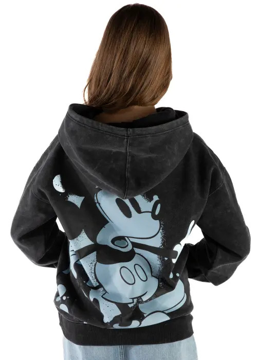Disney Mickey Mouse Fleece Pullover Hoodie in Mickey Black Blue at Nordstrom, Size Small | Nordstrom