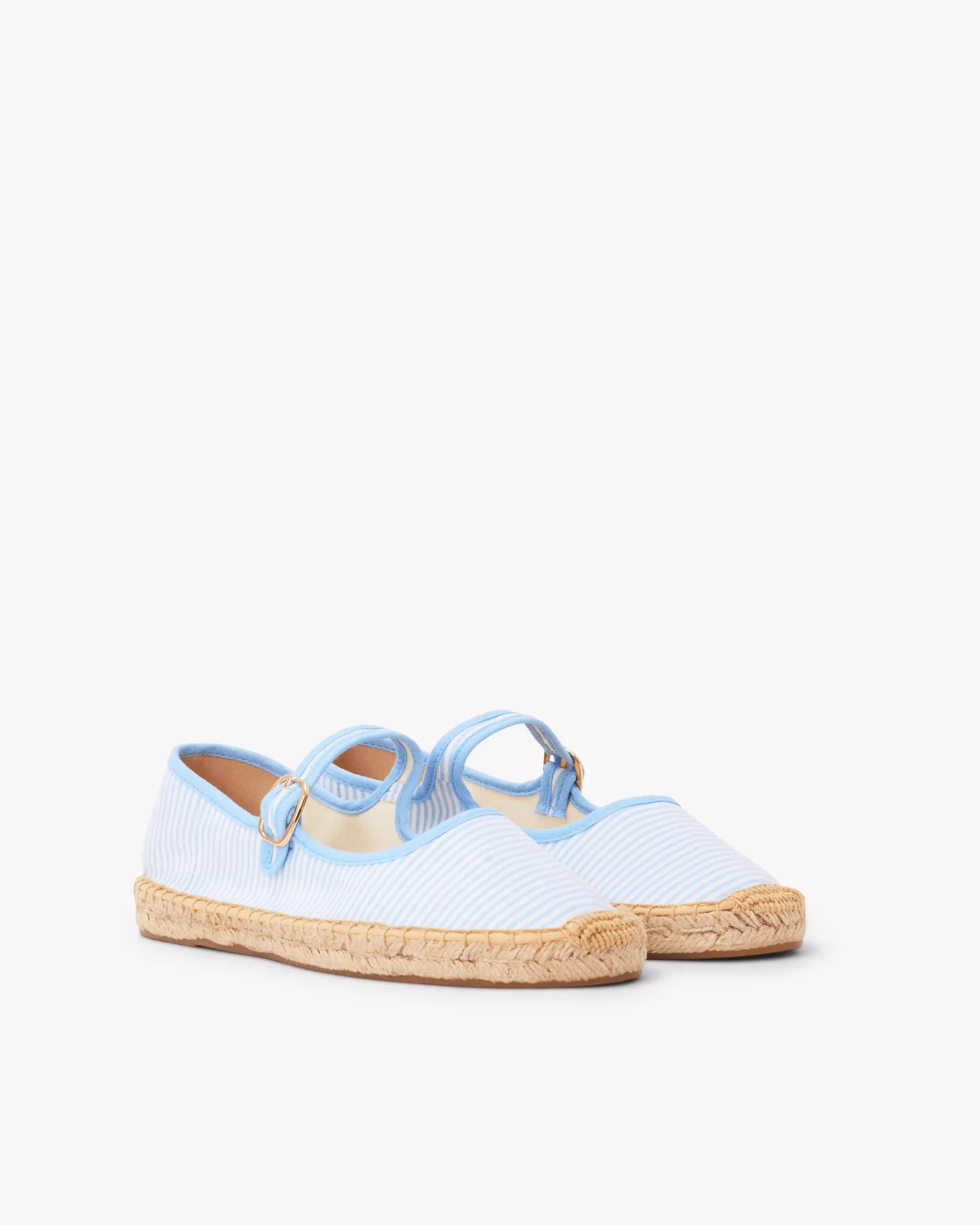 The Mary Jane Espadrille | Classic Blue Seersucker Women's Espadrilles | Soludos